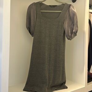 BCBG sweater dress with silk sleeves